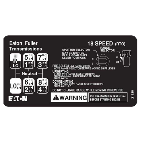 Eaton 18 Speed Shift Decal 21628