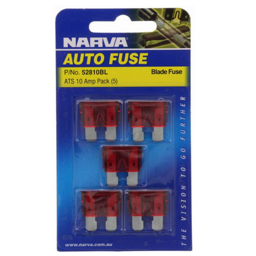 Narva Standard Blade Fuse 10A Red 5pcs