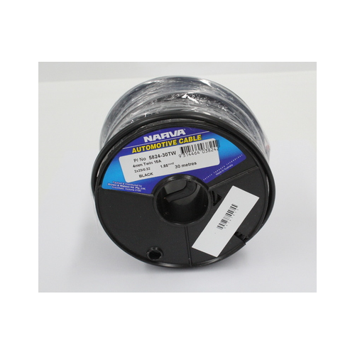 Narva Twin Sheath Cable Black 4mm 15 Amp 30 Meter Roll
