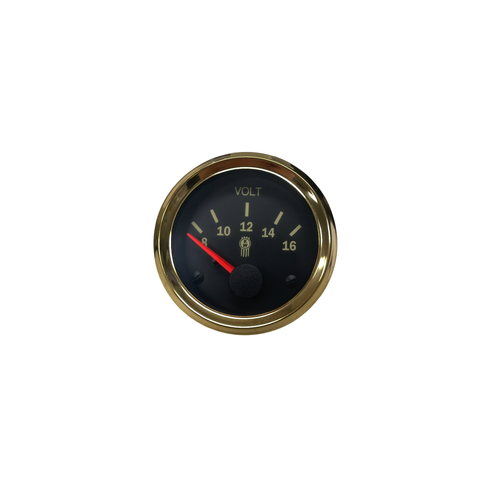 Kenworth Voltmeter Gauge With Gold/Brass Bezel 72507BRASS