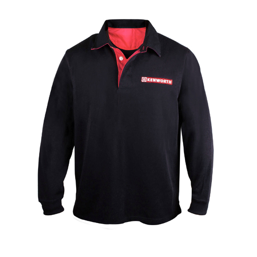 Large Kenworth Rugby Polo in Black C-KEN1090-L