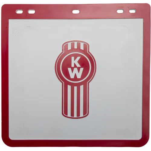 Genuine KENWORTH Ute Mudflap white with red border and BUG logo 11 1/2 "x 11"